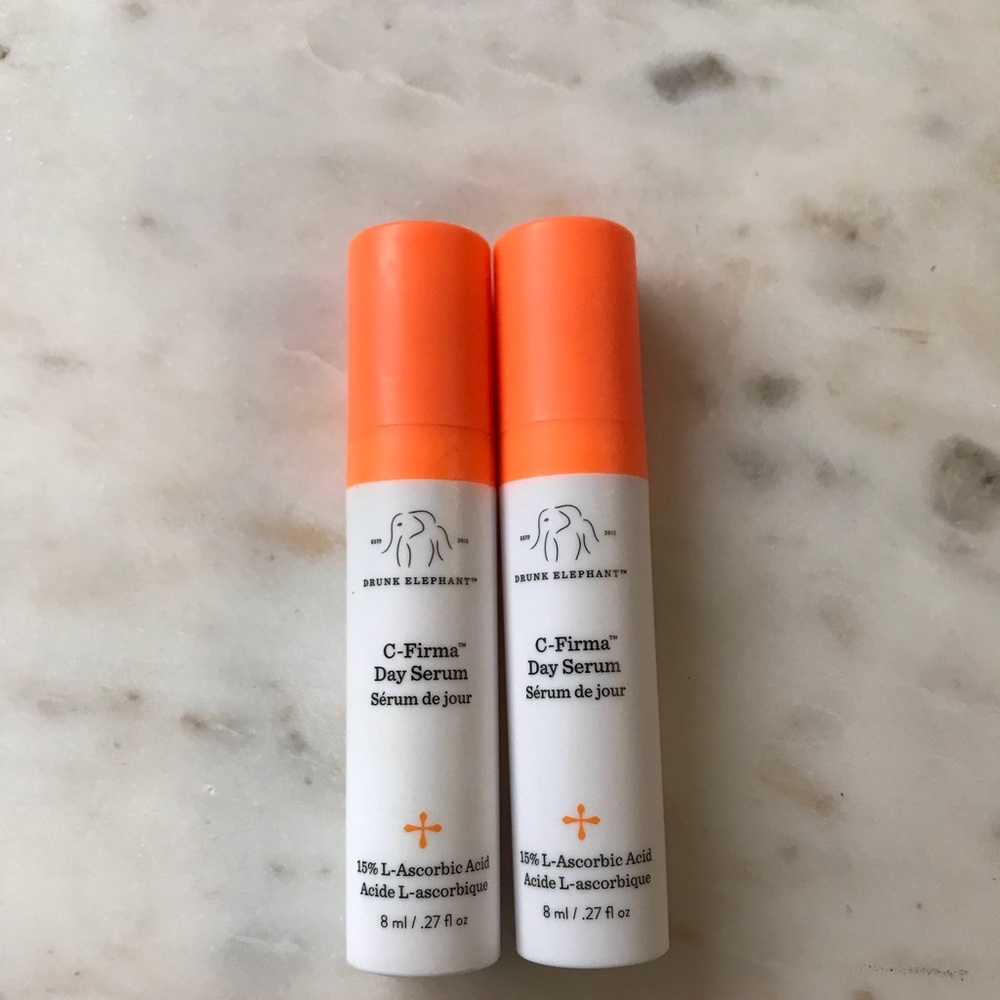 Two trial size vitamin c serum drunk elephant
